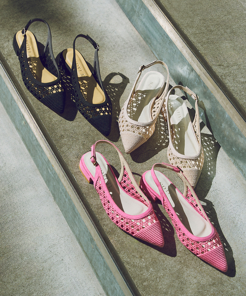 ルタロン　ポインテッドクロシェレーススリングバック　ブラック ルタロン ポインテッドクロシェレーススリングバック ブラック