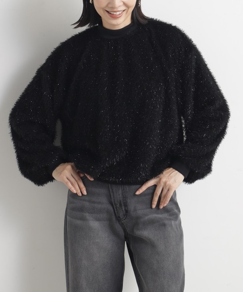 FOUND GOOD（ファウンドグッド）の「ラメシャギーPO（その他トップス・レディース・アイボリー/ブラック・L/M/S）」の2枚目の写真