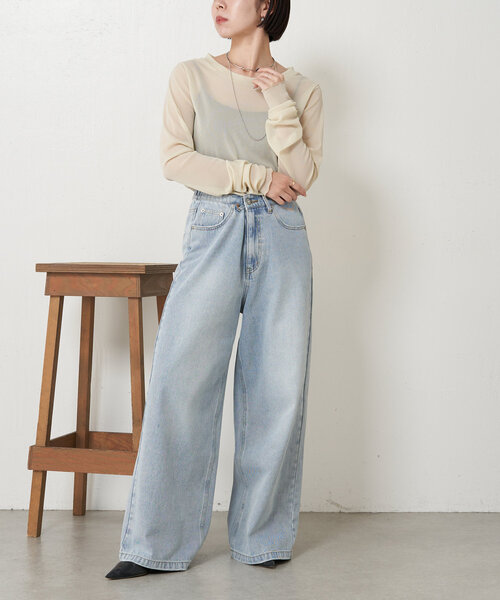 Jena espace merveilleux(ジェナ エスパスメルヴェイユ)の「シアーラメロンT(Tシャツ/カットソー・レディース・ベージュ/ブラック/オフホワイト・FREE)」の16枚目の写真