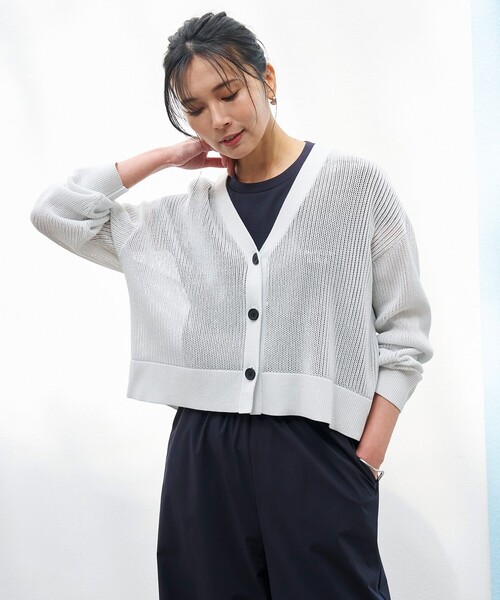 UNFILO(アンフィーロ)の「メッシュニット カーディガン(カーディガン/ボレロ・レディース・ベージュ系/シルバー系/ブルー系/ネイビー系/こしょう色系・SMALL/MEDIUM)」の5枚目の写真