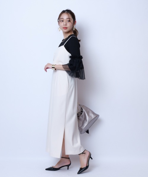 JUSGLITTY - 新品 JUSGLITTY ティアードスリーブニット ネイビー JUSGLITTY（ジャスグリッティー）の「チュールティアード