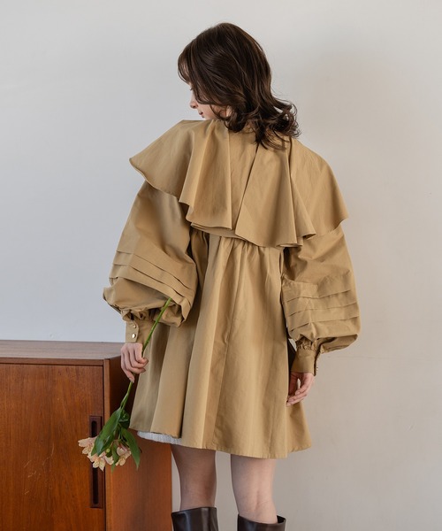 mideal(マイディール)の「volume sleeve tunic onepiece / ボリュームスリーブフリルチュニックワンピース(チュニック・レディース・ブラウン/グレー・FREE)」の15枚目の写真