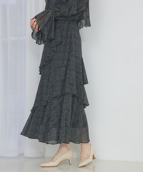 SELFIST(セルフィスト)の「【セットアップ対応】ドットフリルティアードスカート 夏服 オールシーズン オケージョン(スカート・レディース・ブラック/アイボリー・38/36)」の8枚目の写真
