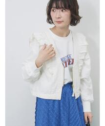 Samansa Mos2 blue | 【ECO DENIM】ショルダーフリルベスト(ベスト)