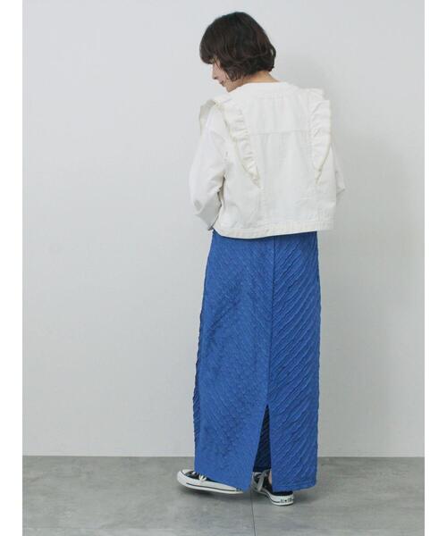 Samansa Mos2 blue（サマンサモスモスブルー）の「【ECO DENIM】ショルダーフリルベスト（ベスト・レディース・オフホワイト/チャコールグレー・F）」の18枚目の写真