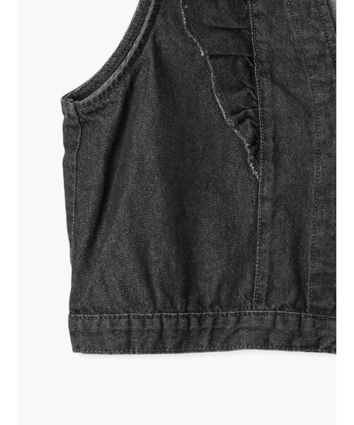 Samansa Mos2 blue（サマンサモスモスブルー）の「【ECO DENIM】ショルダーフリルベスト（ベスト・レディース・オフホワイト/チャコールグレー・F）」の7枚目の写真
