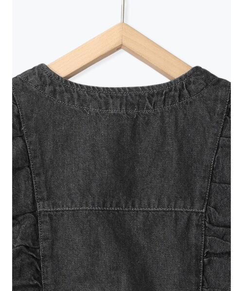 Samansa Mos2 blue（サマンサモスモスブルー）の「【ECO DENIM】ショルダーフリルベスト（ベスト・レディース・オフホワイト/チャコールグレー・F）」の8枚目の写真