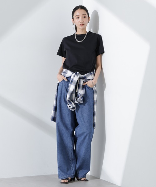 NANO universe(ナノユニバース)の「Anti SmellスムースシルケットクルーネックTシャツ(Tシャツ/カットソー・レディース・ベージュ/ホワイト/ブラック・FREE)」の8枚目の写真