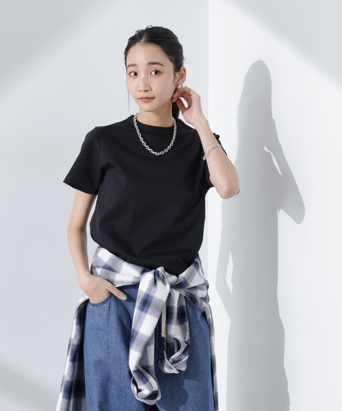 NANO universe(ナノユニバース)の「Anti SmellスムースシルケットクルーネックTシャツ(Tシャツ/カットソー・レディース・ベージュ/ホワイト/ブラック・FREE)」の6枚目の写真