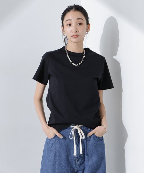 NANO universe(ナノユニバース)の「Anti SmellスムースシルケットクルーネックTシャツ(Tシャツ/カットソー・レディース・ベージュ/ホワイト/ブラック・FREE)」の4枚目の写真