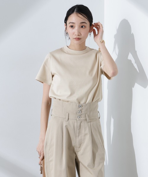 NANO universe(ナノユニバース)の「Anti SmellスムースシルケットクルーネックTシャツ(Tシャツ/カットソー・レディース・ベージュ/ホワイト/ブラック・FREE)」の21枚目の写真