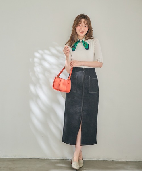 12Twelve Agenda(トゥエルブ アジェンダ)の「デニム両ポケタイトスカート(スカート・レディース・ネイビー/ブラック/オフホワイト/サックスブルー/ピンク・S/M)」の11枚目の写真