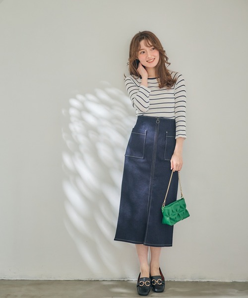 12Twelve Agenda(トゥエルブ アジェンダ)の「デニム両ポケタイトスカート(スカート・レディース・ネイビー/ブラック/オフホワイト/サックスブルー/ピンク・S/M)」の19枚目の写真
