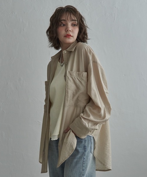 notch.(ノッチ)の「ワイドビッグシャツ(シャツ/ブラウス・レディース・オフホワイト/レンガ/ベージュ・M)」の1枚目の写真