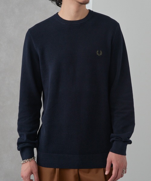 FRED PERRY(フレッドペリー)の「【FRED PERRY】PIQUE STITCH JUMPER クルーネックコットンニット ワンポイントロゴ刺繍 K1309(ニット/セーター・レディース・セージグリーン/ベージュ/ブルーグリーン/バーガンディー/ブラック/グレイッシュブルー/アイボリー/カーキ/ネイビー・XL/M/S/L)」の6枚目の写真