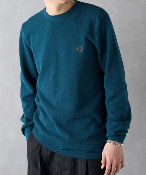 超希少FRED PERRY ウールセーター M グリーン FRED PERRY ウールセーター M グリーン系 FRED PERRY】PIQUE STITCH