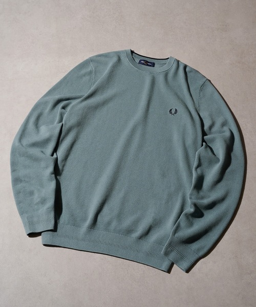 FRED PERRY(フレッドペリー)の「【FRED PERRY】PIQUE STITCH JUMPER クルーネックコットンニット ワンポイントロゴ刺繍 K1309(ニット/セーター・レディース・セージグリーン/ベージュ/ブルーグリーン/バーガンディー/ブラック/グレイッシュブルー/アイボリー/カーキ/ネイビー・XL/M/S/L)」の8枚目の写真