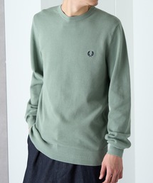 【FRED PERRY】PIQUE STITCH JUMPER クルーネックコットンニット ワンポイントロゴ刺繍 K1309