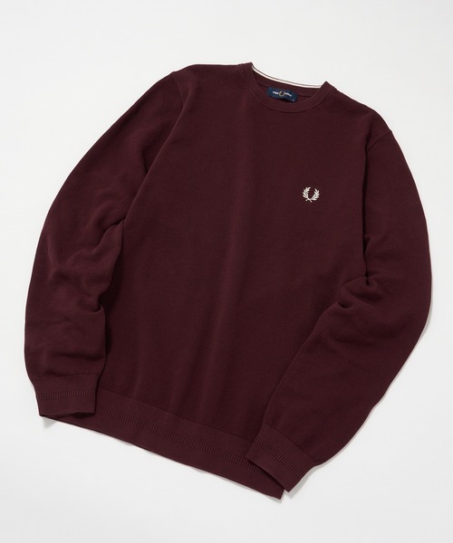 FRED PERRY(フレッドペリー)の「【FRED PERRY】PIQUE STITCH JUMPER クルーネックコットンニット ワンポイントロゴ刺繍 K1309(ニット/セーター・レディース・セージグリーン/ベージュ/ブルーグリーン/バーガンディー/ブラック/グレイッシュブルー/アイボリー/カーキ/ネイビー・XL/M/S/L)」の12枚目の写真