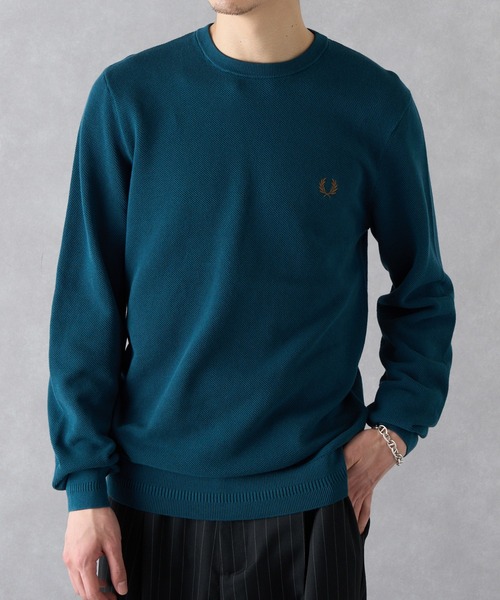 FRED PERRY】PIQUE STITCH JUMPER クルーネックコットンニット ワン