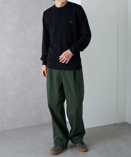 FRED PERRY(フレッドペリー)の「【FRED PERRY】PIQUE STITCH JUMPER クルーネックコットンニット ワンポイントロゴ刺繍 K1309(ニット/セーター・レディース・セージグリーン/ベージュ/ブルーグリーン/バーガンディー/ブラック/グレイッシュブルー/アイボリー/カーキ/ネイビー・XL/M/S/L)」の20枚目の写真