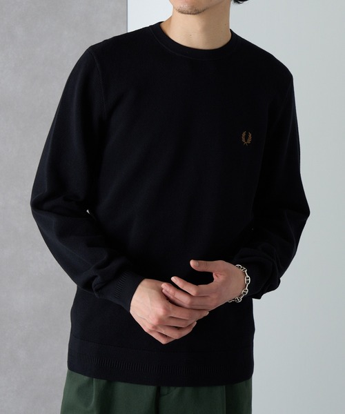 FRED PERRY(フレッドペリー)の「【FRED PERRY】PIQUE STITCH JUMPER クルーネックコットンニット ワンポイントロゴ刺繍 K1309(ニット/セーター・レディース・セージグリーン/ベージュ/ブルーグリーン/バーガンディー/ブラック/グレイッシュブルー/アイボリー/カーキ/ネイビー・XL/M/S/L)」の14枚目の写真