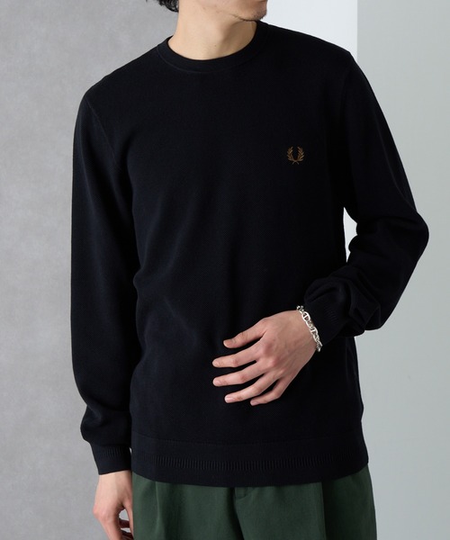 FRED PERRY(フレッドペリー)の「【FRED PERRY】PIQUE STITCH JUMPER クルーネックコットンニット ワンポイントロゴ刺繍 K1309(ニット/セーター・レディース・セージグリーン/ベージュ/ブルーグリーン/バーガンディー/ブラック/グレイッシュブルー/アイボリー/カーキ/ネイビー・XL/M/S/L)」の15枚目の写真