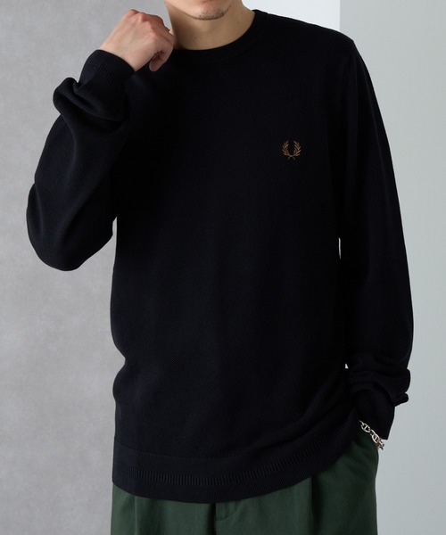 FRED PERRY(フレッドペリー)の「【FRED PERRY】PIQUE STITCH JUMPER クルーネックコットンニット ワンポイントロゴ刺繍 K1309(ニット/セーター・レディース・セージグリーン/ベージュ/ブルーグリーン/バーガンディー/ブラック/グレイッシュブルー/アイボリー/カーキ/ネイビー・XL/M/S/L)」の16枚目の写真