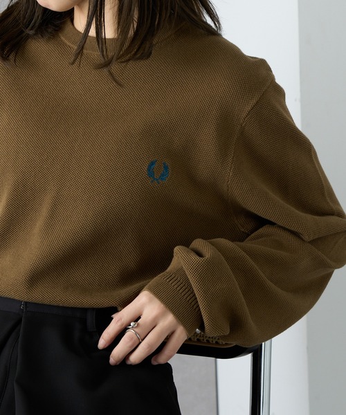 FRED PERRY(フレッドペリー)の「【FRED PERRY】PIQUE STITCH JUMPER クルーネックコットンニット ワンポイントロゴ刺繍 K1309(ニット/セーター・レディース・セージグリーン/ベージュ/ブルーグリーン/バーガンディー/ブラック/グレイッシュブルー/アイボリー/カーキ/ネイビー・XL/M/S/L)」の22枚目の写真