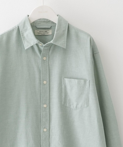 URBAN RESEARCH Sonny Label（アーバンリサーチサニーレーベル）の「吸水速乾リネン混ロングスリーブシャツ（シャツ/ブラウス・メンズ・ブラック系その他/グリーン/ブルー/ネイビー/ブルー系その他・MEDIUM/LARGE/X-LARGE）」の3枚目の写真