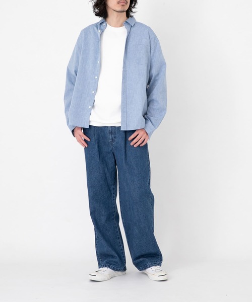 URBAN RESEARCH Sonny Label（アーバンリサーチサニーレーベル）の「吸水速乾リネン混ロングスリーブシャツ（シャツ/ブラウス・メンズ・ブラック系その他/グリーン/ブルー/ネイビー/ブルー系その他・MEDIUM/LARGE/X-LARGE）」の16枚目の写真