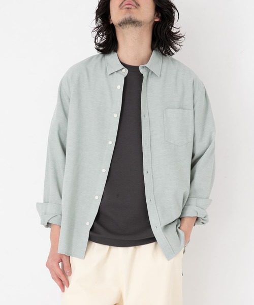 URBAN RESEARCH Sonny Label（アーバンリサーチサニーレーベル）の「吸水速乾リネン混ロングスリーブシャツ（シャツ/ブラウス・メンズ・ブラック系その他/グリーン/ブルー/ネイビー/ブルー系その他・MEDIUM/LARGE/X-LARGE）」の7枚目の写真