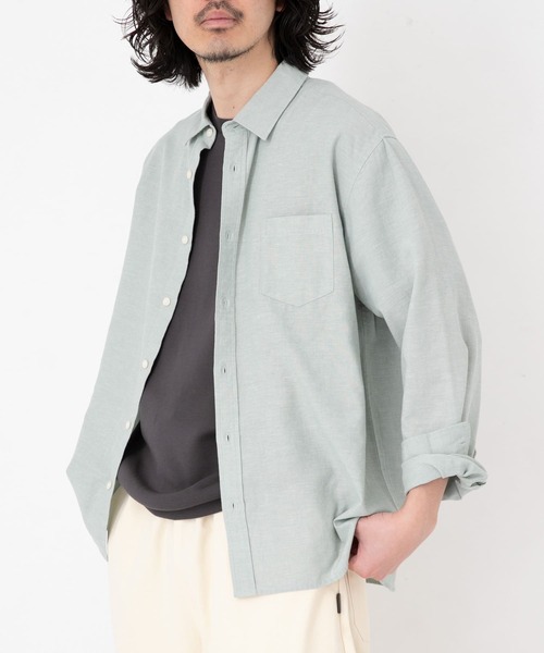 URBAN RESEARCH Sonny Label（アーバンリサーチサニーレーベル）の「吸水速乾リネン混ロングスリーブシャツ（シャツ/ブラウス・メンズ・ブラック系その他/グリーン/ブルー/ネイビー/ブルー系その他・MEDIUM/LARGE/X-LARGE）」の6枚目の写真