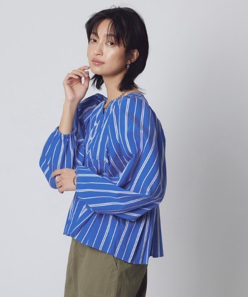 RASW（ラス）の「[RASW]ボリュームスリーブプリーツブラウス（シャツ/ブラウス・レディース・ストライプ/オフホワイト・M/L）」の22枚目の写真