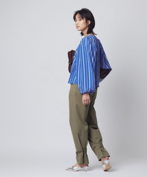 RASW（ラス）の「[RASW]ボリュームスリーブプリーツブラウス（シャツ/ブラウス・レディース・ストライプ/オフホワイト・M/L）」の6枚目の写真