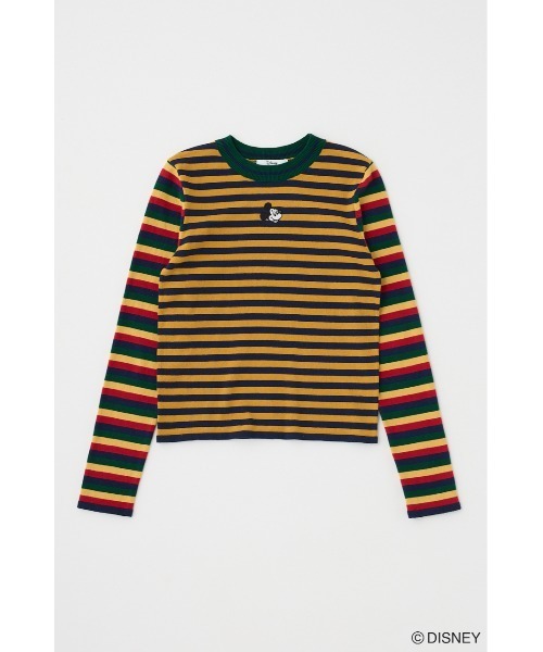 Disney SERIES CREATED by MUS（ディズニーシリーズクリエイテッドバイエムユーエス）の「MD STRIPE ロングTシャツ / MICKEY（ニット/セーター・レディース・イエロー系その他/グリーン系その他・FREE）」の3枚目の写真