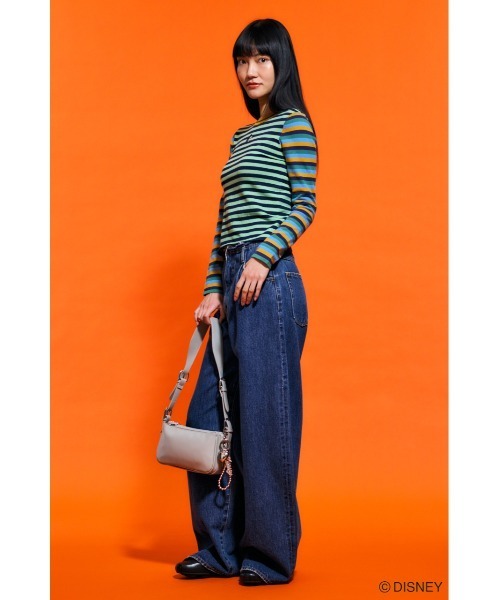 Disney SERIES CREATED by MUS（ディズニーシリーズクリエイテッドバイエムユーエス）の「MD STRIPE ロングTシャツ / MICKEY（ニット/セーター・レディース・イエロー系その他/グリーン系その他・FREE）」の7枚目の写真