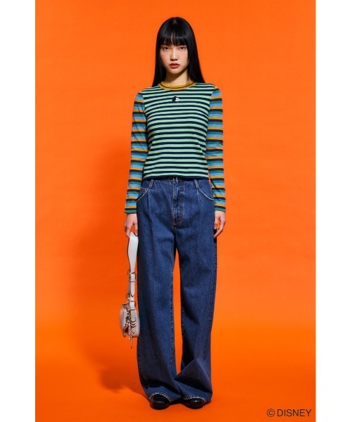 Disney SERIES CREATED by MUS（ディズニーシリーズクリエイテッドバイエムユーエス）の「MD STRIPE ロングTシャツ / MICKEY（ニット/セーター・レディース・イエロー系その他/グリーン系その他・FREE）」の8枚目の写真