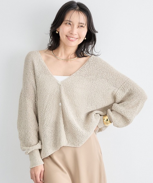 BARNYARDSTORM（バンヤードストーム）の「BARNYARDSTORM / ペーパーカノコライトカーデ / ハンドウォッシャブル（カーディガン/ボレロ・レディース・ブラック/ベージュ・FREE）」の3枚目の写真