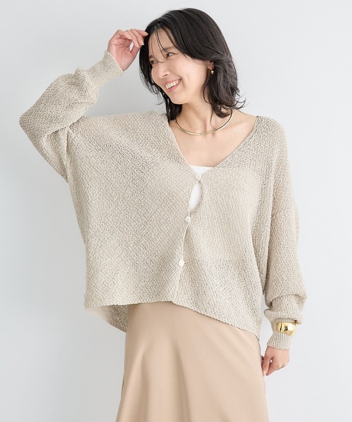 BARNYARDSTORM（バンヤードストーム）の「BARNYARDSTORM / ペーパーカノコライトカーデ / ハンドウォッシャブル（カーディガン/ボレロ・レディース・ブラック/ベージュ・FREE）」の4枚目の写真