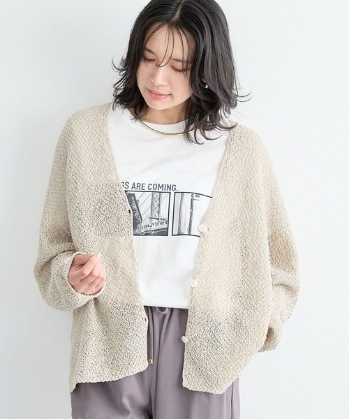 BARNYARDSTORM（バンヤードストーム）の「BARNYARDSTORM / ペーパーカノコライトカーデ / ハンドウォッシャブル（カーディガン/ボレロ・レディース・ブラック/ベージュ・FREE）」の8枚目の写真