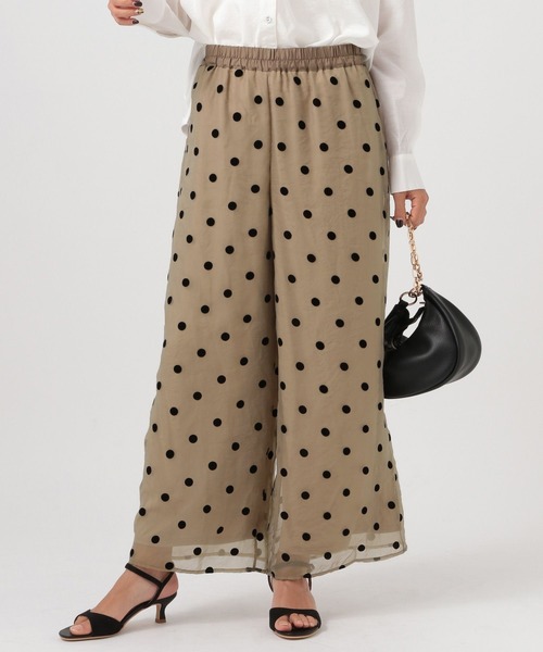 BAYFLOW（ベイフロー）の「[裏地付きで透けにくい]ドットオーガンジーパンツ（その他パンツ・レディース・ブラック/ベージュ/アイボリー・FREE）」の3枚目の写真