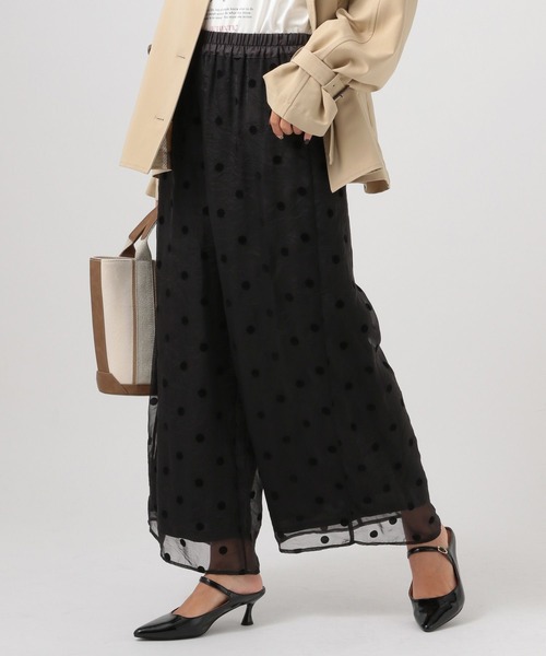 BAYFLOW（ベイフロー）の「[裏地付きで透けにくい]ドットオーガンジーパンツ（その他パンツ・レディース・ブラック/ベージュ/アイボリー・FREE）」の2枚目の写真