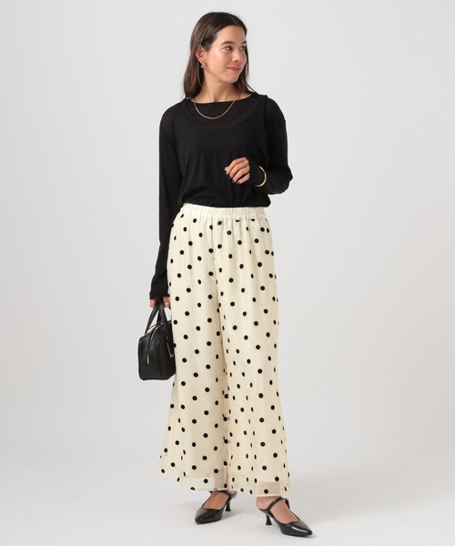 BAYFLOW（ベイフロー）の「[裏地付きで透けにくい]ドットオーガンジーパンツ（その他パンツ・レディース・ブラック/ベージュ/アイボリー・FREE）」の6枚目の写真