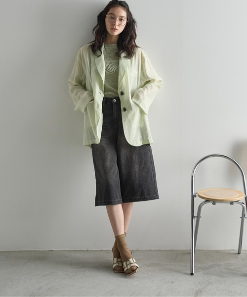THE YOn（ザヨン）の「ガウチョデニムパンツ（デニムパンツ・レディース・ブラック/ライトブルー・M/S）」の2枚目の写真