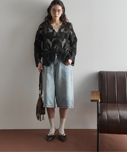 THE YOn（ザヨン）の「ガウチョデニムパンツ（デニムパンツ・レディース・ブラック/ライトブルー・M/S）」の22枚目の写真