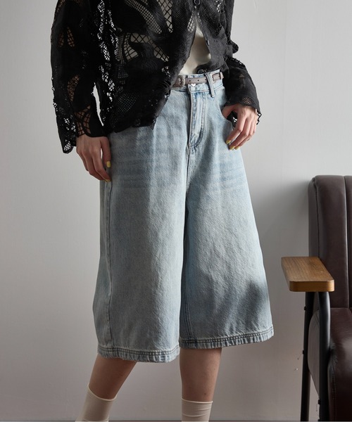 THE YOn（ザヨン）の「ガウチョデニムパンツ（デニムパンツ・レディース・ブラック/ライトブルー・M/S）」の19枚目の写真