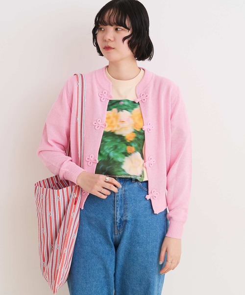 I am I in fact...(アイアムアイインファクト)の「COTTON NYLON 華釦 カーディガン(カーディガン/ボレロ・レディース・ベージュ/ピンク・FREE)」の15枚目の写真