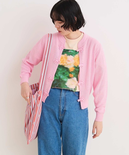 I am I in fact...(アイアムアイインファクト)の「COTTON NYLON 華釦 カーディガン(カーディガン/ボレロ・レディース・ベージュ/ピンク・FREE)」の16枚目の写真