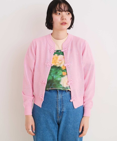 I am I in fact...(アイアムアイインファクト)の「COTTON NYLON 華釦 カーディガン(カーディガン/ボレロ・レディース・ベージュ/ピンク・FREE)」の6枚目の写真